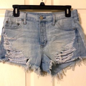 Light Wash Ripped Jean Shorts